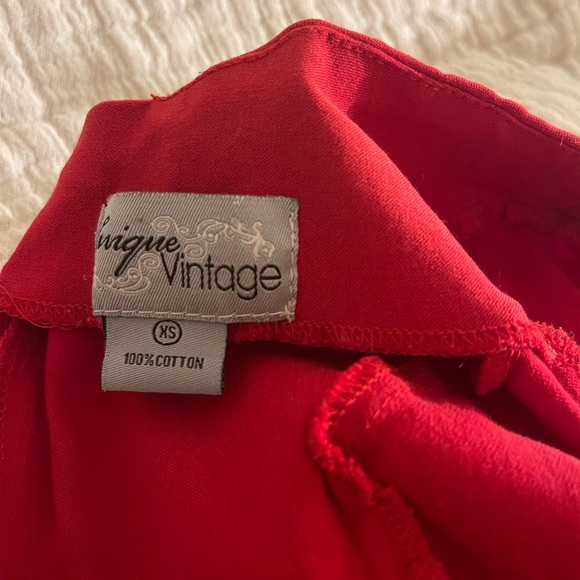 Unique Vintage red stretch mini dress fit and flare size XS. Cotton and spandex - Picture 6 of 6